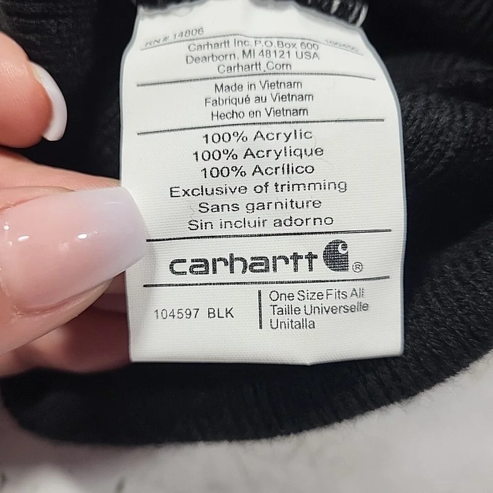 Carhartt SEG 104597 Beanie Hat Unisex One Size Black Warm Winter Ski Cap
